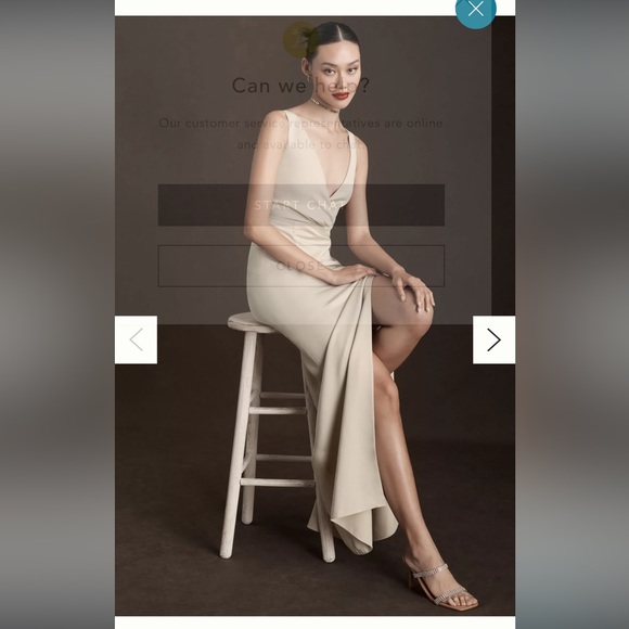 ANTHROPOLOGIE  BHLDN Piper V-Neck Side-Slit Satin Gown NWT 24W $248 - Picture 3 of 4